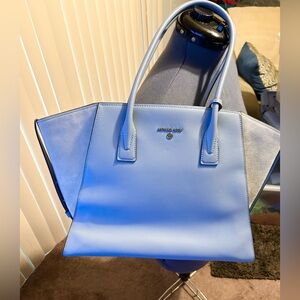 Michael Kors Avril XL Light Blue Leather Chic Everyday Designer Handbag